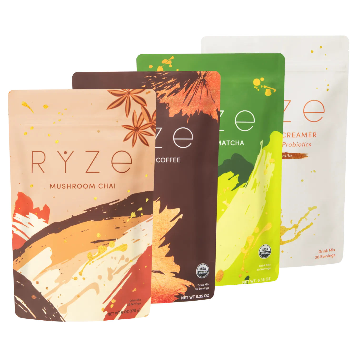 RYZE Ultimate Pick-Me-Up Bundle: Chai + Coffee + Matcha