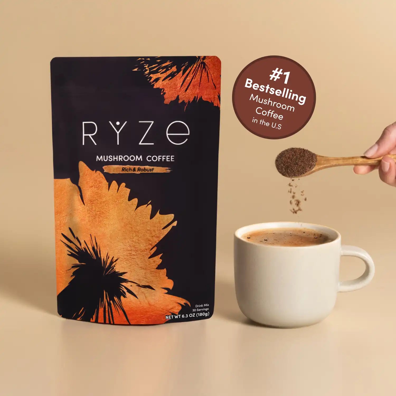 RYZE Mushroom Coffee Dark Roast (30 Servings)