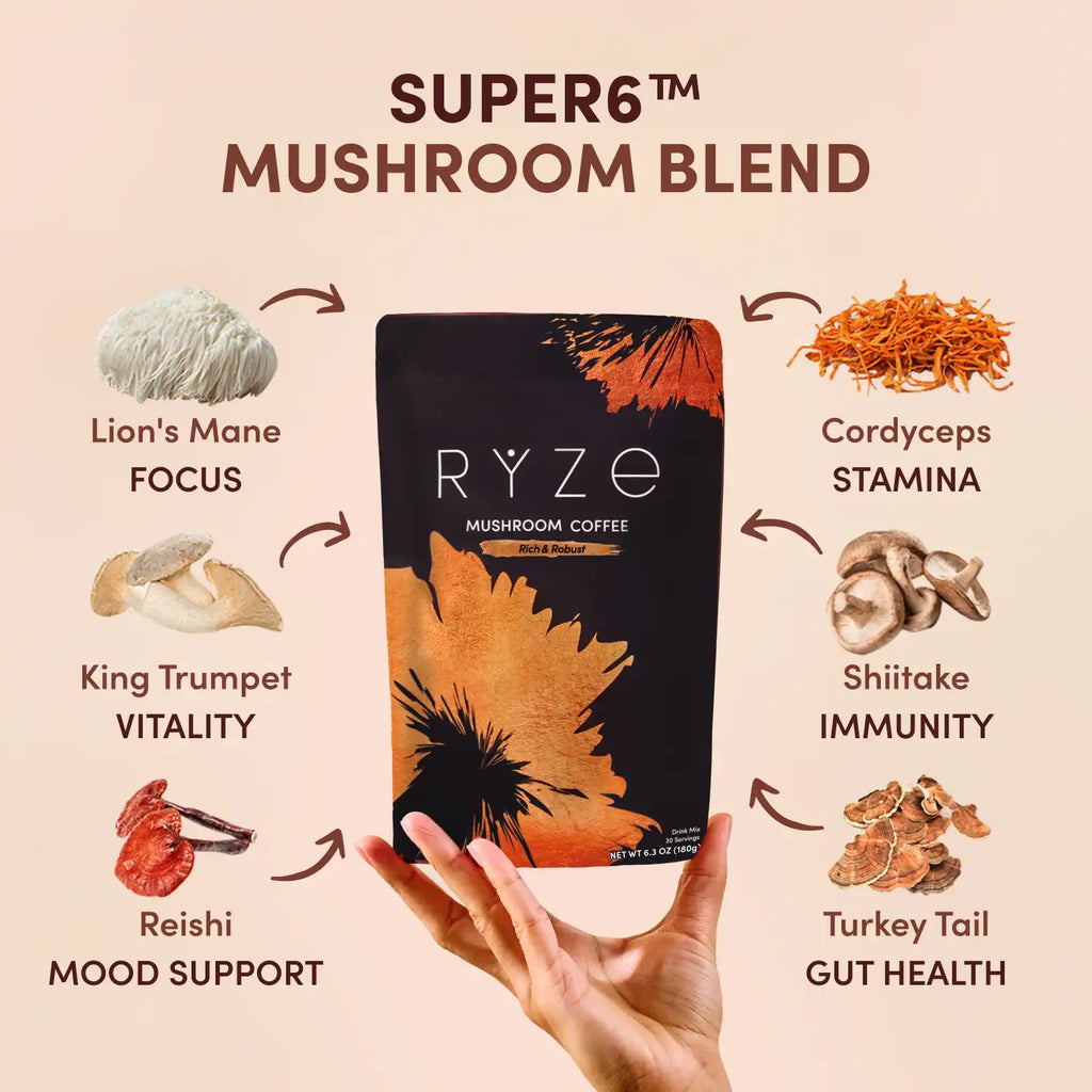 RYZE Mushroom Coffee Dark Roast (30 Servings)